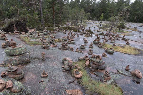 Flat and polished rocks with vegetation along Grottstigen trail | Grottstigen Cave Trail | Åland Islands