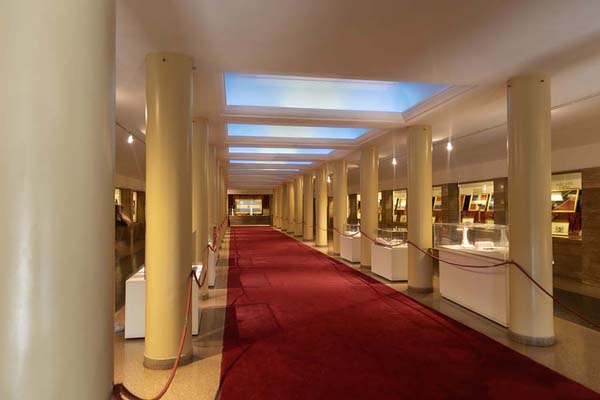 Picture of Flags of all American nations on display in this gallery under the propylaeum of the Monument of the Flag