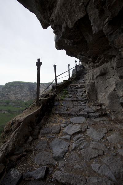 Picture of Kobayr Monastery (Armenia): Stone steps leading down the cliffs into Debed gorge