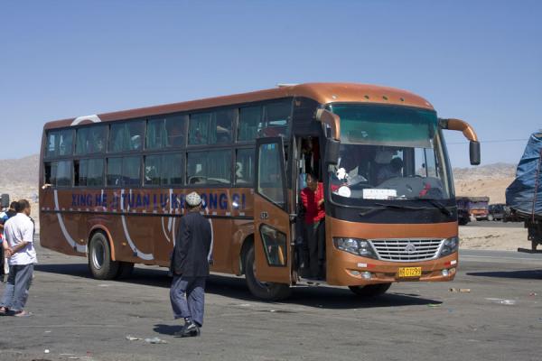 The sleeper bus at the northern side of the Taklamakan Desert | Taklamakan Desert Highway | China