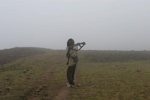 Picture of Simien Mountains (Ethiopia): Scout leading the way to Geech Camp through the fog