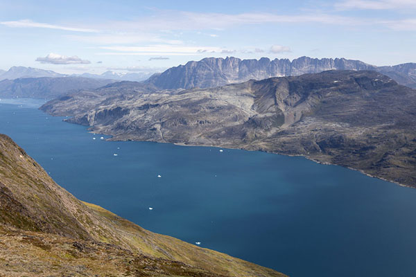 Picture of View over Tunulliarfik fjord on a sunny afternoon from the top of Qaqqarsuaq mountain - Greenland - Europe