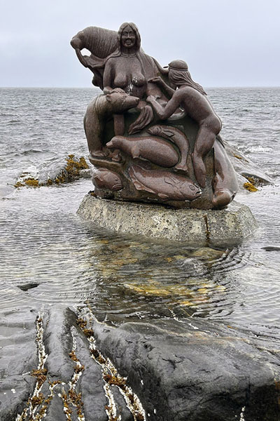 Picture of Mother of the Sea sculpture near the old part of Nuuk can only be fully seen at low tide - Greenland - Europe