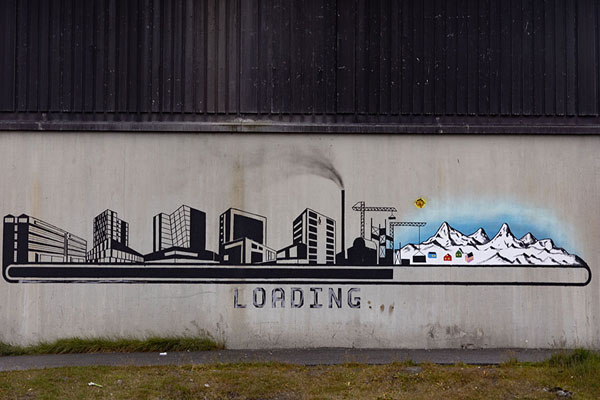 Foto van Mural on modernization of Greenland on a wall in Nuuk -  - Europa