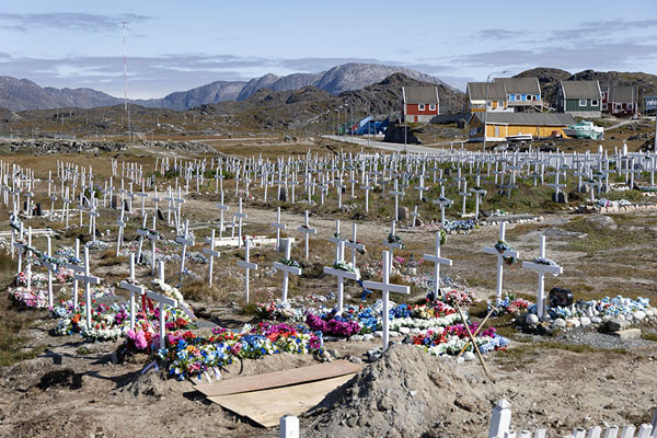 Picture of The cemetery of Paamiut seen from above - Greenland - Europe