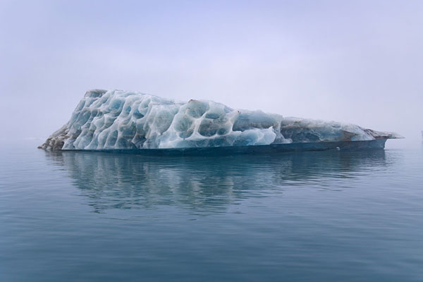 Iceberg floating under the delicate clouds hanging over Qooroq fjord | Fiordo di Qooroq | 