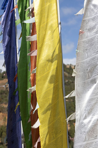 Picture of Dirang monastery (India): Brightly coloured prayer flags at Dirang monastery