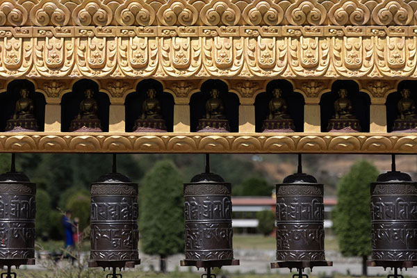 Foto van Row of prayer wheels at Dirang monasteryDirang - India