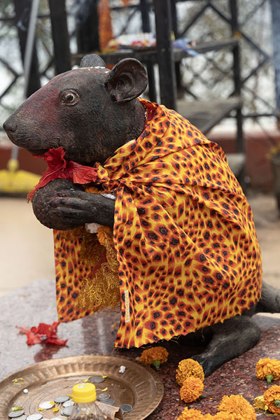 Statue of a rat dressed up in Umananda temple on Peacock Island | Peacock Island | Inde