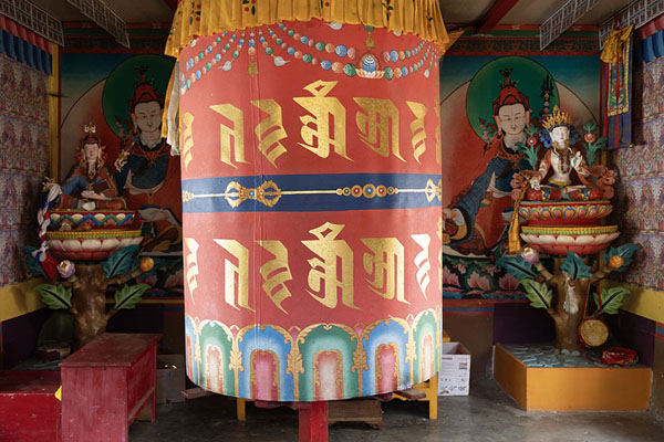 Picture of Big prayer wheels in a small temple in Sangti villageSangti Valley - India