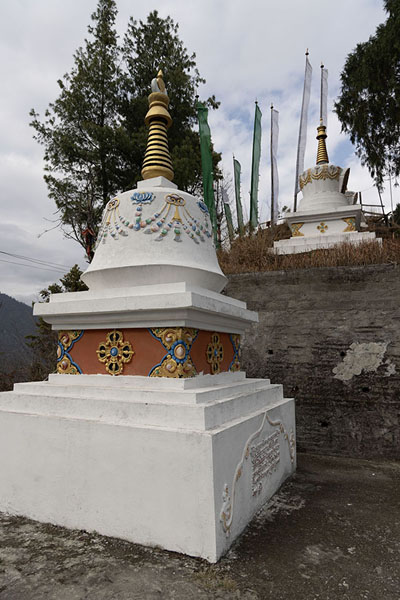 Row of stupas on the mountain slope below the monastery | Monastère de Zangpokdalri | Inde