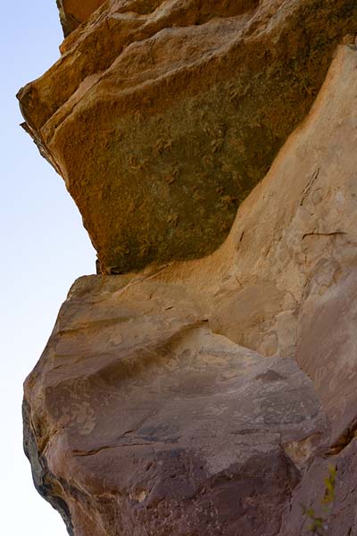 Rocky overhang with dinosaur footprints on the ceiling | Dinosaurus afdrukken | Lesotho