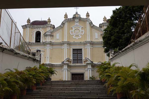 Looking up St Joseph church atop stairs in Macau | Macau storica | Macau