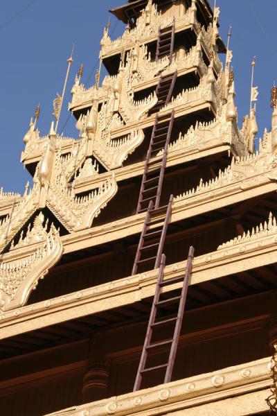 Picture of Mandalay (Myanmar): Mandalay Royal Palace: looking up the tower of the temple