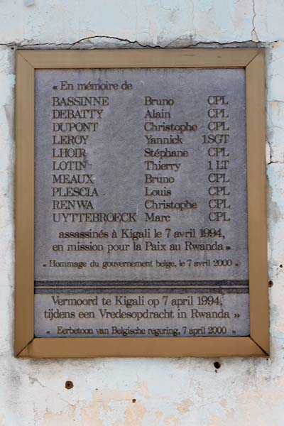 Picture of Plaque with the names of the Belgian peacekeepers who were killed here on April 7, 1994