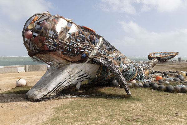 Picture of Whale made from trash recovered from the sea at Kuibishan Geopark