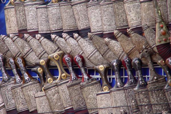 Picture of Jambiyas or traditional daggers for sale (San'a, Yemen)