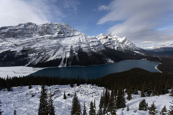 Picture of Jasper Banff National Parks (Canada): Peyto Lake in snow-covered landscape