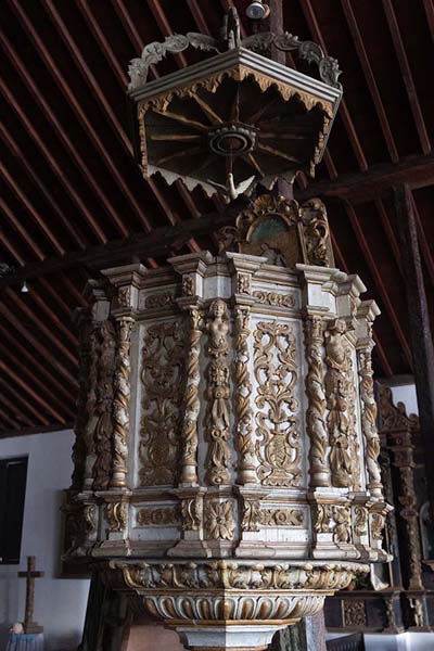 Picture of Basilica Menor Santiago Apostol (Panama): The famous wood carved pulpit of the Basilica Menor Santiago Apostol